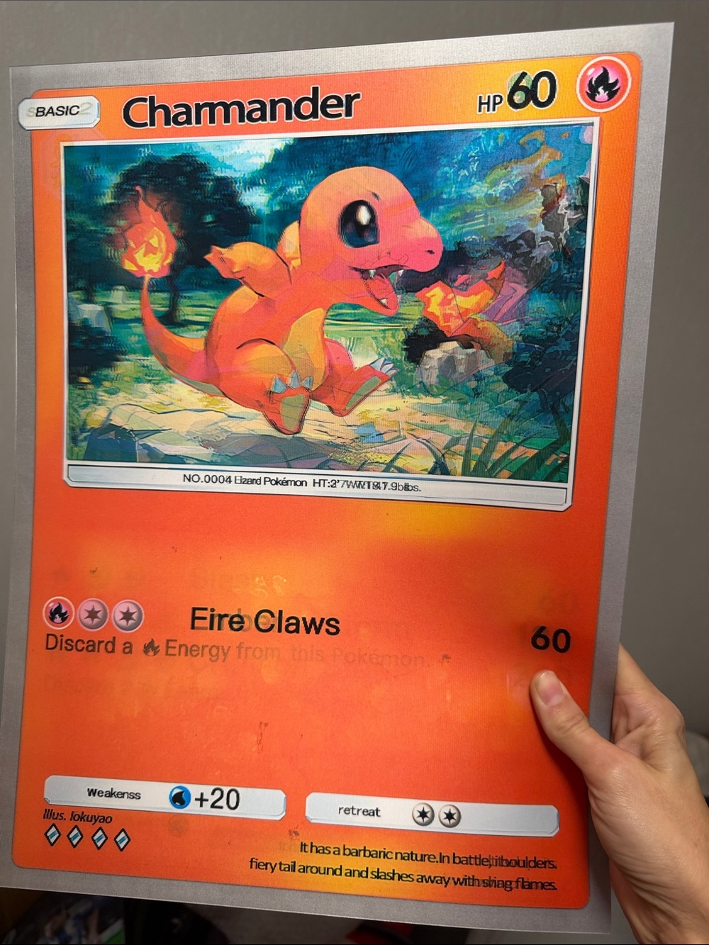 Charmander Charizard Chameleon Pokémon Card 3D Holographic Lenticular Poster
